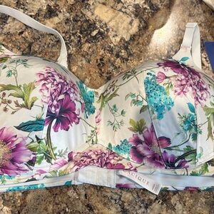 Cacique Floral Bra - Purple and Teal